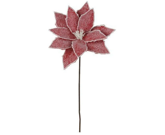 12.5"FELT POINSETTIA-19.5" STEM RED/WHITE