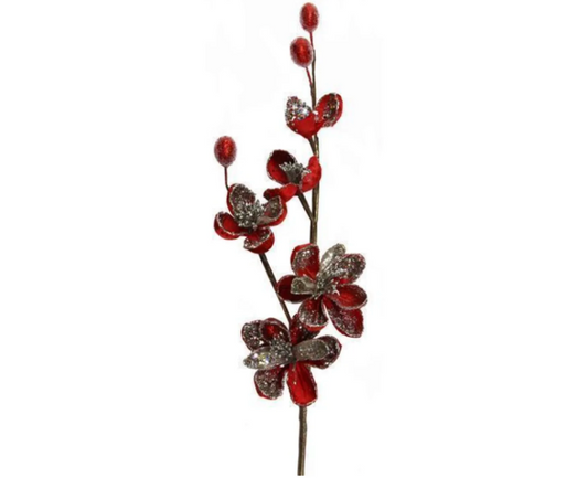 34" WILD MINI MAGNOLIA SPRAY RED/PLATINUM