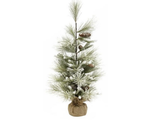 36"H TWO TONE GREEN/WHITE FROSTED MIX WHITE PINE TREE
