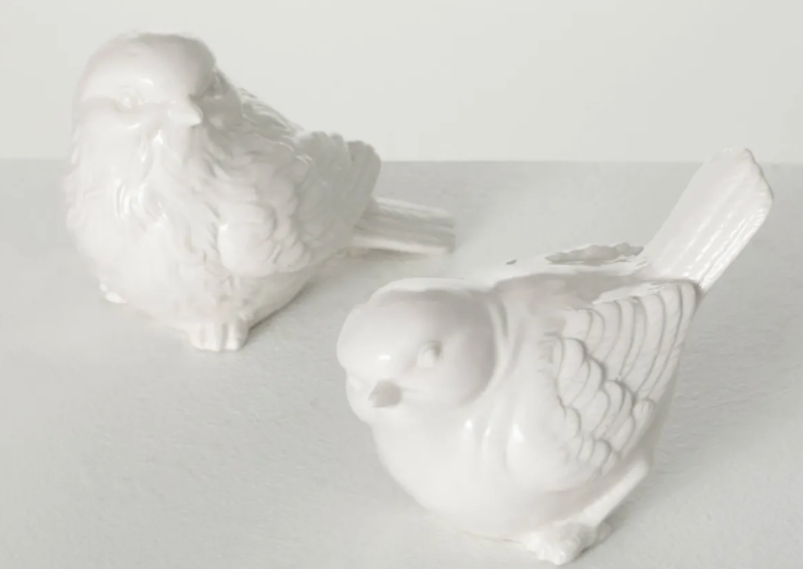 White Ceramic Bird Figurines