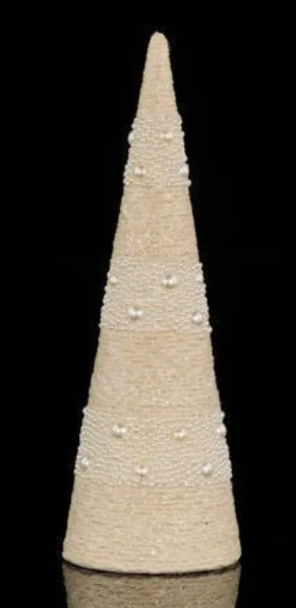 GLITTER PEARL BEAD CONE TREE