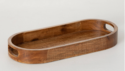 OVAL WOODEN SERVING TRAY