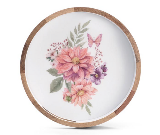 NESTED BLOOM FLUTTER MANGO WOOD TRAY (LARGE)