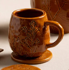 Embossed Foliage Mug Set (4)