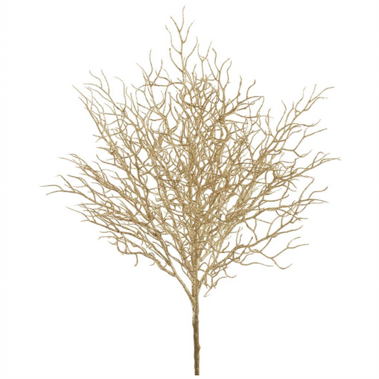 Gold Glittered Twig Bush