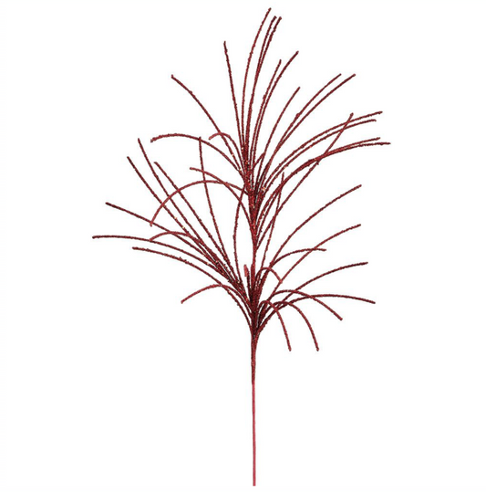 Red Glittered Grass Spray