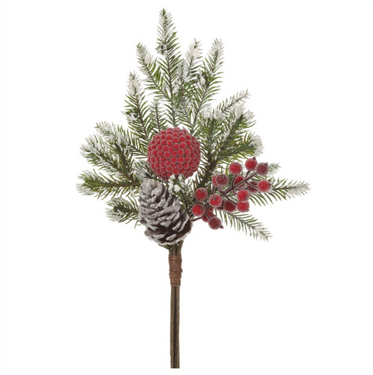 Red&Green Iced Berry Pine Cone