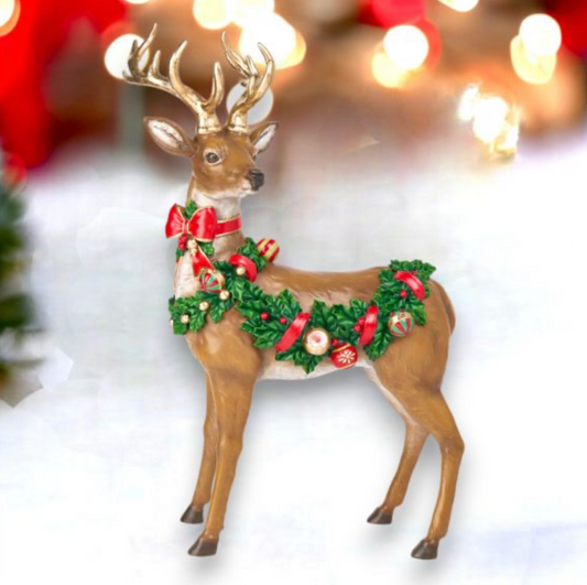 16in Deer with Bauble Garland