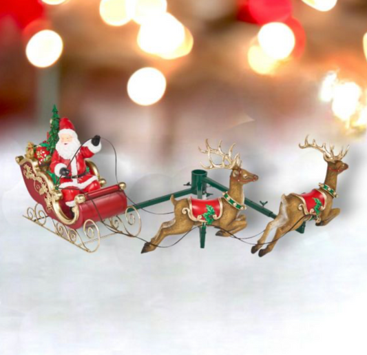 31in Santa in Sleigh Tree Decor