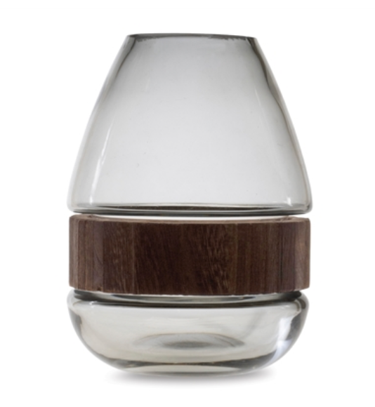 Glass Vase with Wood Center