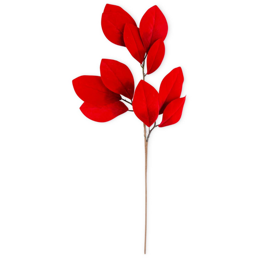 33 INCH RED VELVET MAGNOLIA LEAF SPRAY