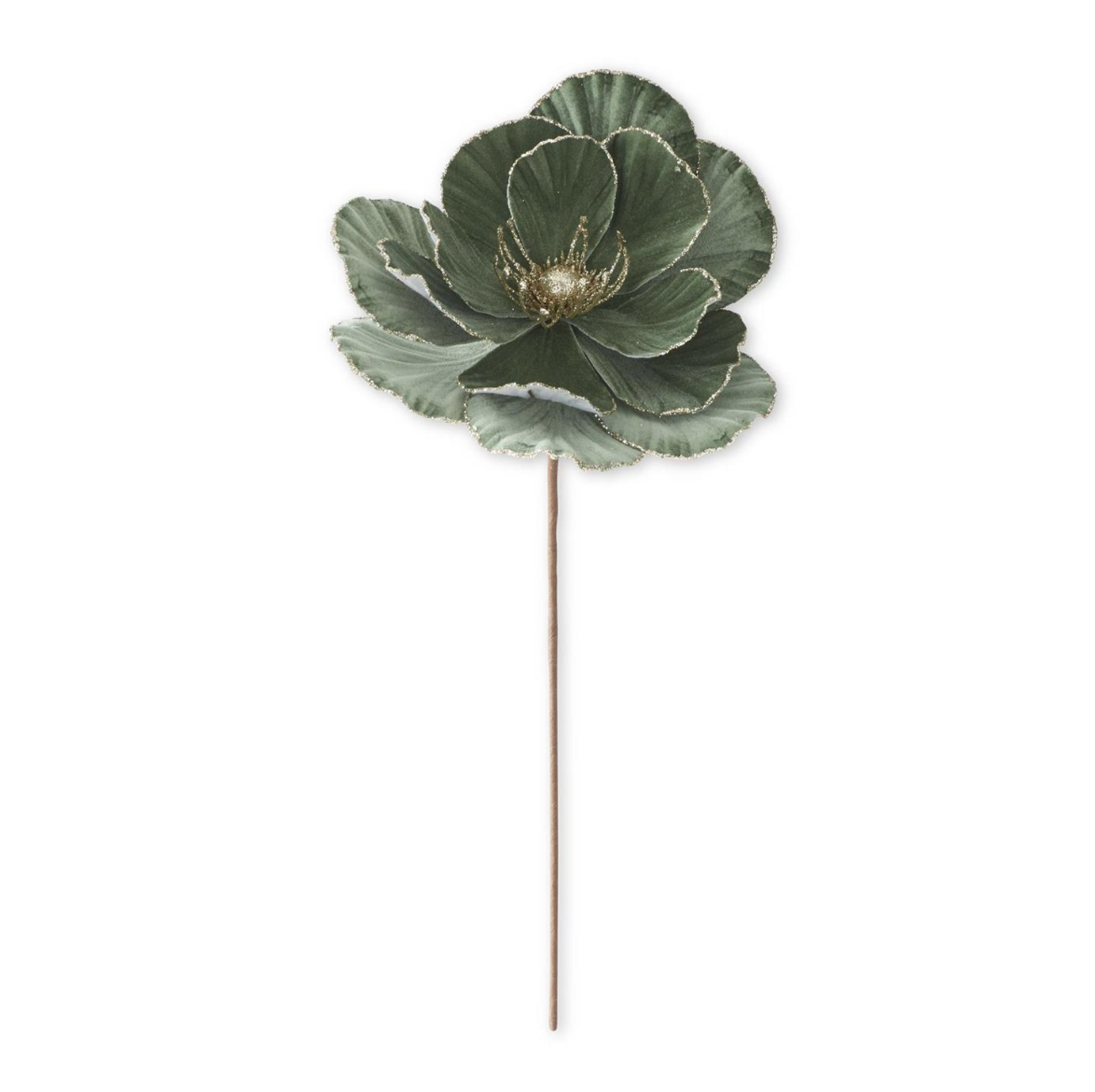 SAGE VELVET CHAMPAGNE GLITTERED LINED MAGNOLIA STEM