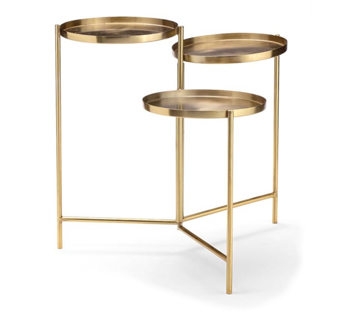 GOLD METAL TRI LEVEL FOLDING STAND
