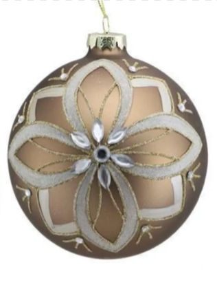 2 ASSORTED 5"-7" TAUPE, CHAMPAGNE AND GOLD FLOWER BALL/FINIAL ORNAMENT